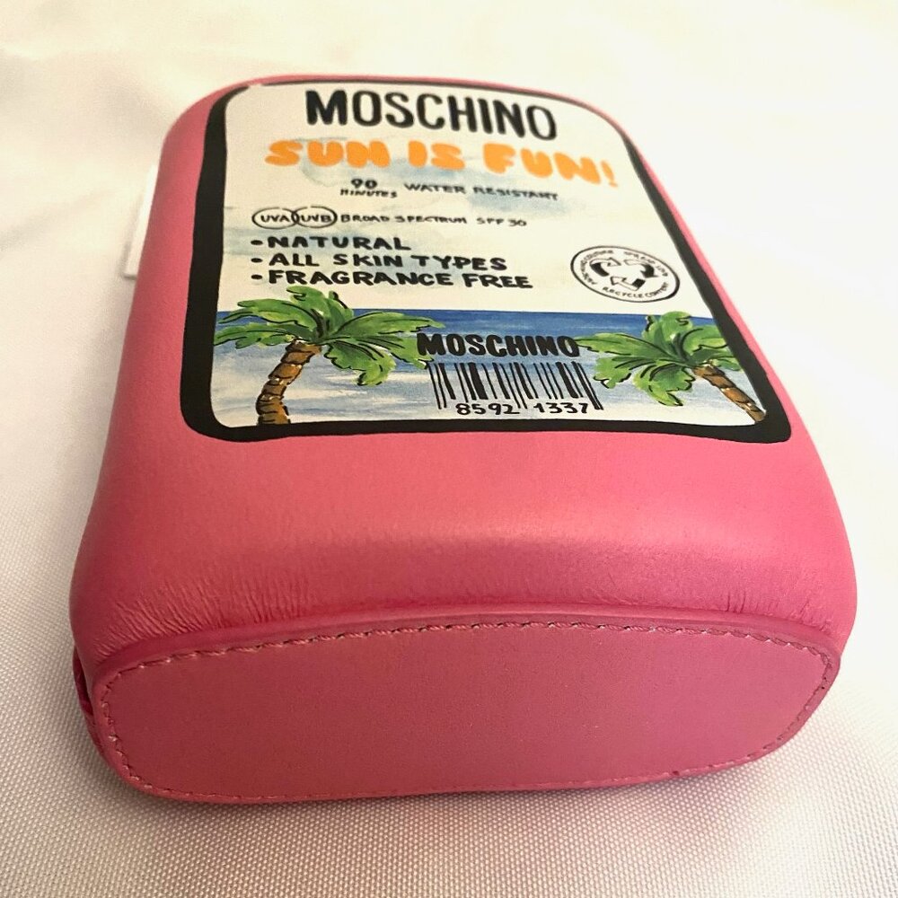 SS22 MOSCHINO Tropical Tan Clutch Pink Padded Nappa Leather Sunscreen 30SPF - Picture 3 of 16